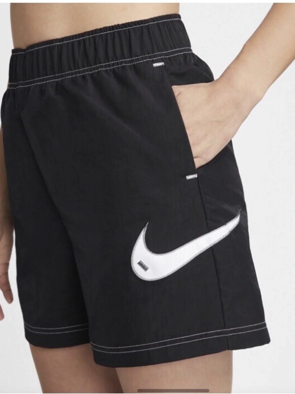Nike Swoosh Woven Black Easy Shorts Womens Size Small